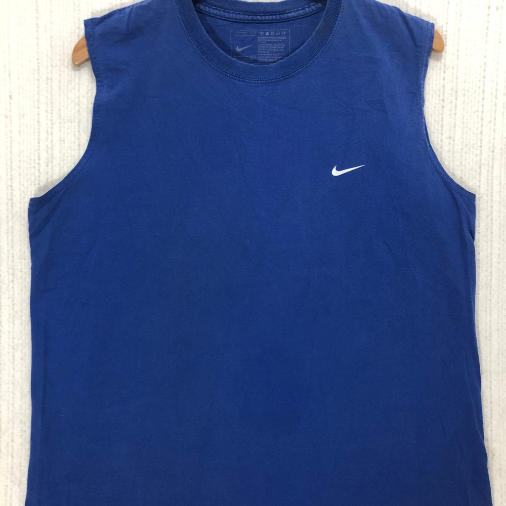 Nike Swim Mens Blue Sleeveless Graphic T-Shirt Muscle Tee Size Large Swoosh